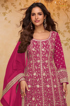 Pink Stitched Georgette Gown with Dupatta