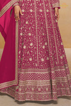 Pink Stitched Georgette Gown with Dupatta
