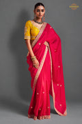 Pink Embroidered Silk Saree With Designer Border