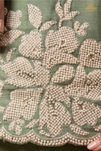 Pista Green Readymade Bead Work Chinon Palazzo Suit