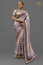 Plum Purple Embroidred Fancy Silk Saree