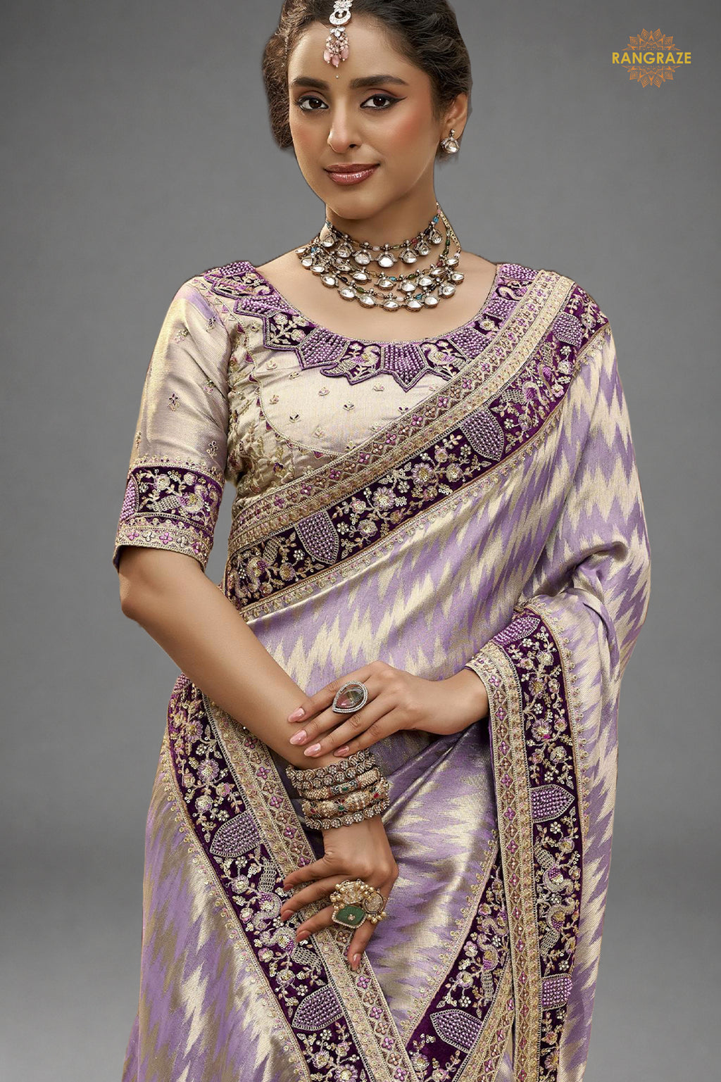 Plum Purple Embroidred Fancy Silk Saree
