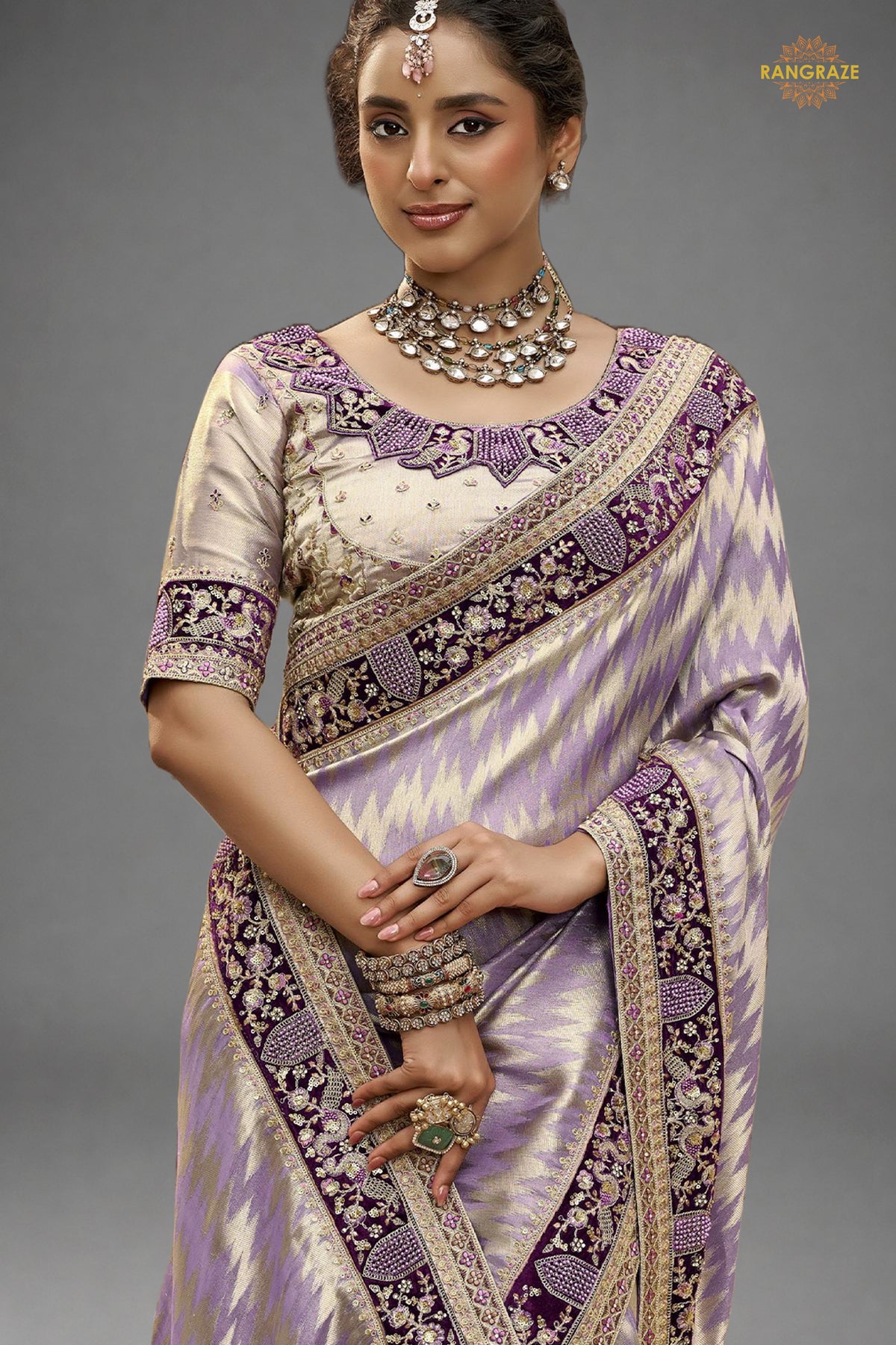 Plum Purple Embroidred Fancy Silk Saree