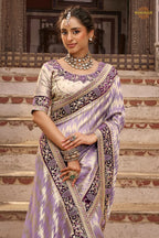 Plum Purple Embroidred Fancy Silk Saree