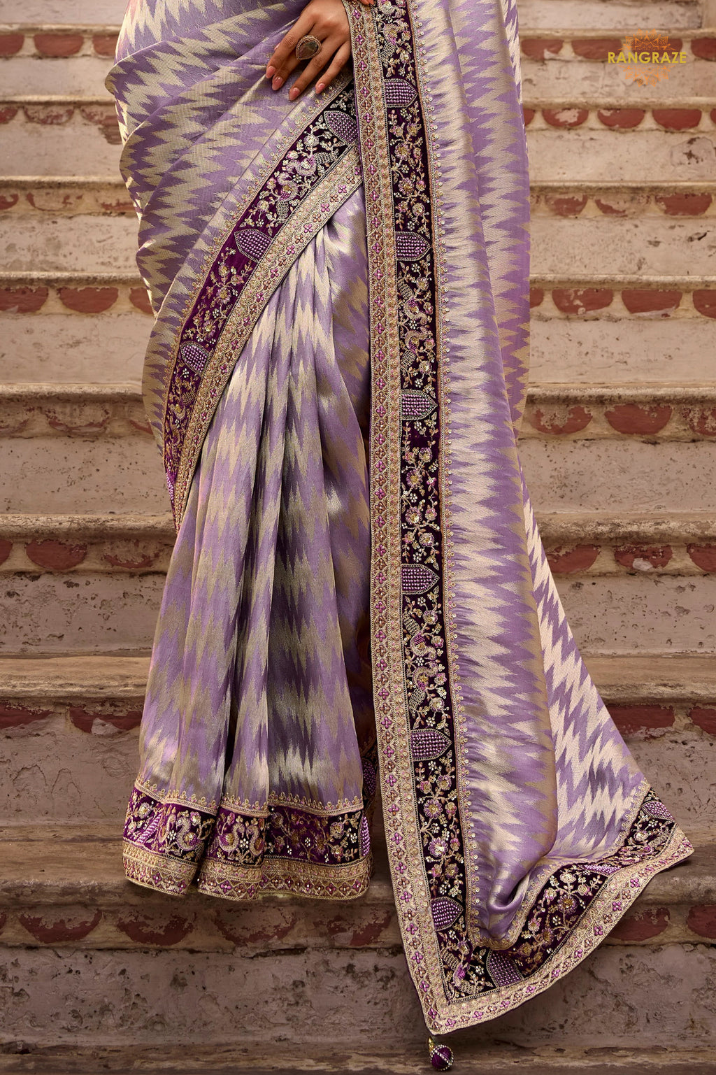 Plum Purple Embroidred Fancy Silk Saree