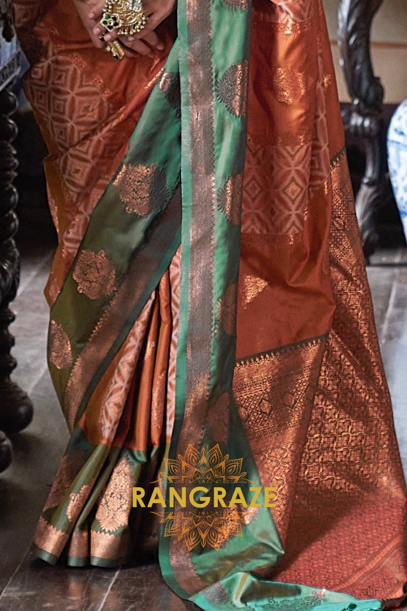 Rust Harmony – Pochampally Silk Saree