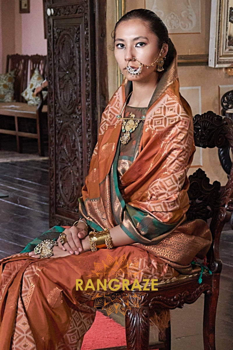 Rust Harmony – Pochampally Silk Saree