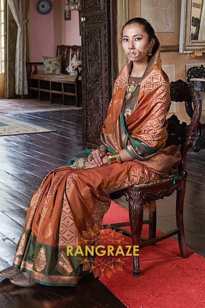 Rust Harmony – Pochampally Silk Saree