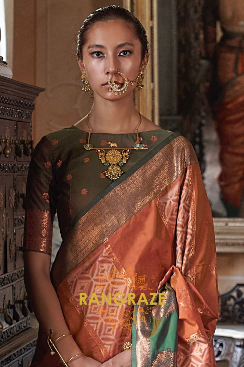 Rust Harmony – Pochampally Silk Saree