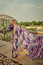 Royal Mirage Purple Printed Satin Silk Saree