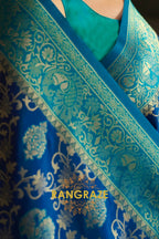 Cobalt Blue Woven Banarasi Soft Silk Saree