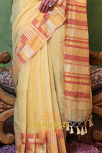 Marigold Yellow Woven Cotton Silk Saree
