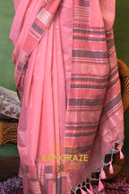 Blush Pink Woven Cotton Silk Saree