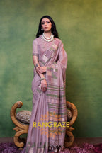 Lavender Mist Woven Cotton Silk Saree