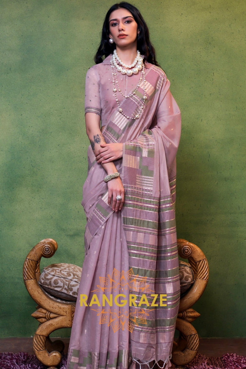 Lavender Mist Woven Cotton Silk Saree