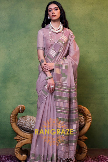 Lavender Mist Woven Cotton Silk Saree