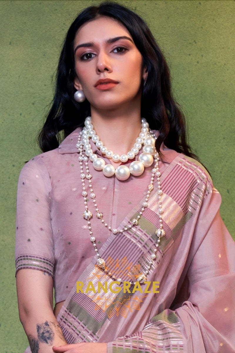Lavender Mist Woven Cotton Silk Saree