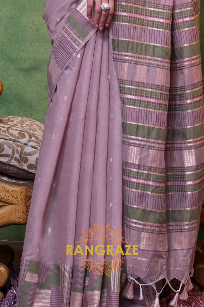 Lavender Mist Woven Cotton Silk Saree