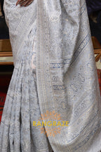 Pearly White Woven Kashmiri Cotton Silk Saree
