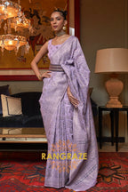 Lilac Purple Woven Kashmiri Cotton Silk Saree