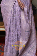Lilac Purple Woven Kashmiri Cotton Silk Saree
