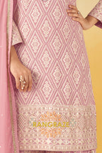 Pure Georgette Hand Embroidered Sharara Suit Set in Blush Pink