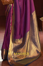Violet Purple Handloom Woven Banarasi Silk Saree