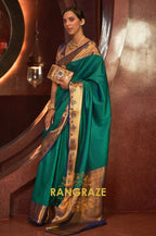 Dark Green Handloom Woven Banarasi Silk Saree