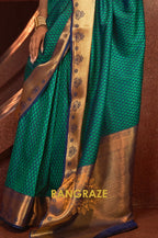 Dark Green Handloom Woven Banarasi Silk Saree