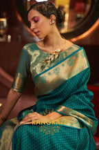 Dark Green Handloom Woven Banarasi Silk Saree