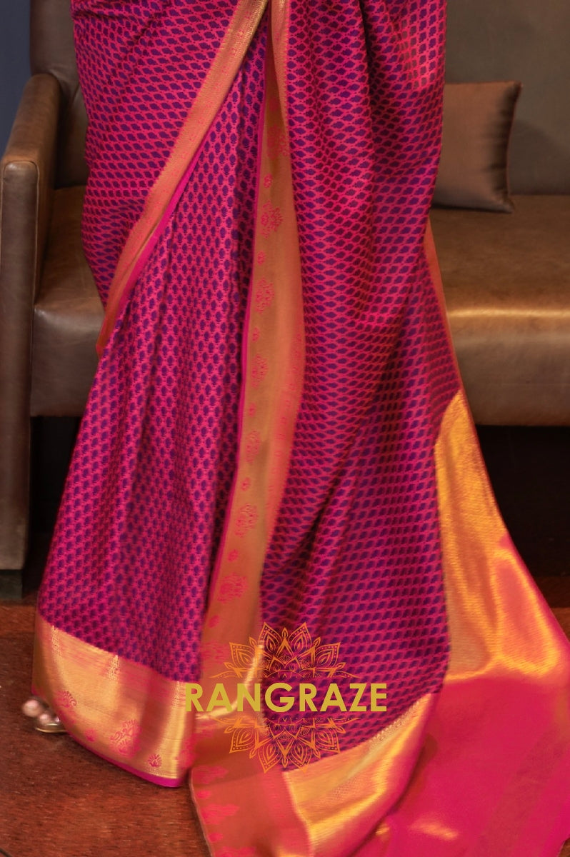 Dusty Pink Handloom Woven Banarasi Silk Saree