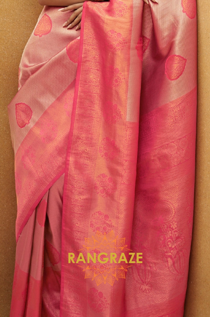 Red Metal Woven Kanjivaram Silk Saree