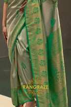 Twilight Green Woven Kanjivaram Silk Saree