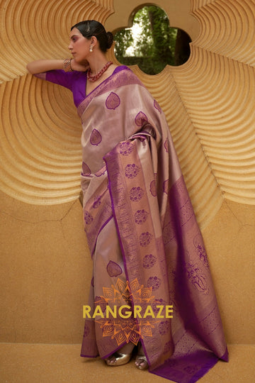 Twilight Purple Woven Kanjivaram Silk Saree