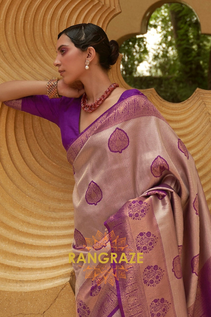 Twilight Purple Woven Kanjivaram Silk Saree