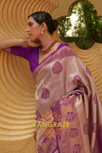 Twilight Purple Woven Kanjivaram Silk Saree