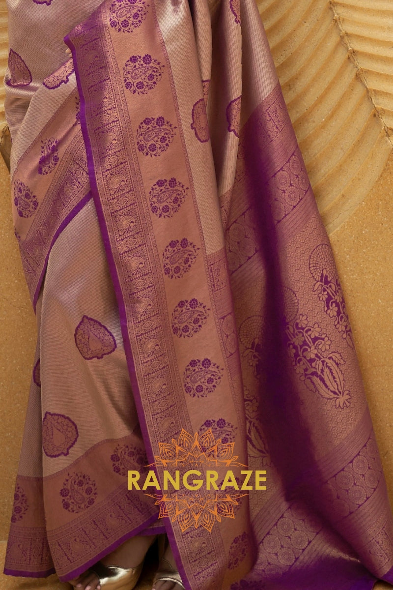 Twilight Purple Woven Kanjivaram Silk Saree