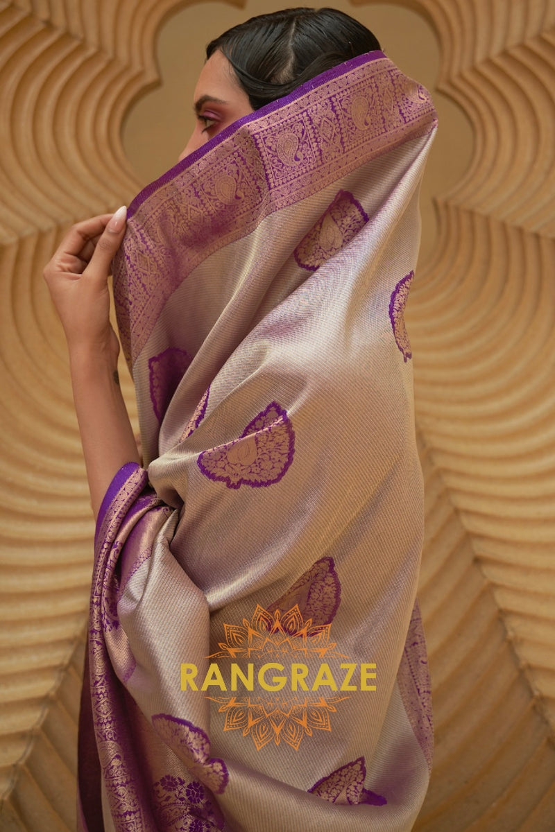 Twilight Purple Woven Kanjivaram Silk Saree