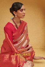 Twilight Red Woven Kanjivaram Silk Saree