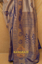 Twilight Blue Woven Kanjivaram Silk Saree