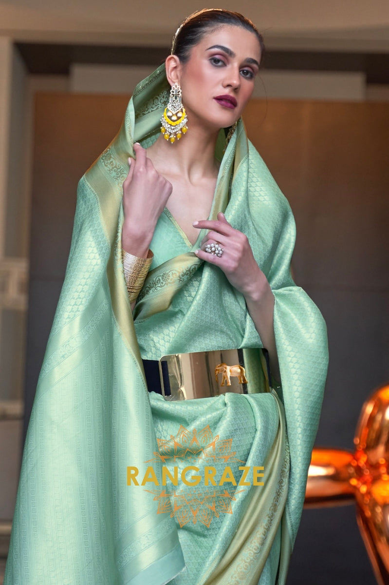 Green Radiance Handloom Weaving Kanjivaram Silk Saree