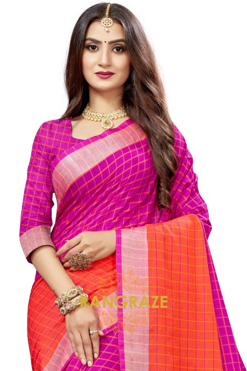 Magenta Pink Heavy Woven Work Silk Saree