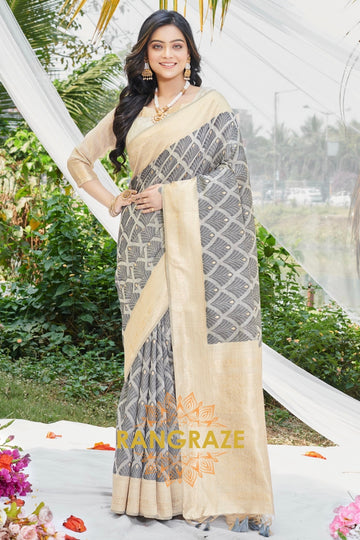 Black Golden Work Pure Cotton Saree