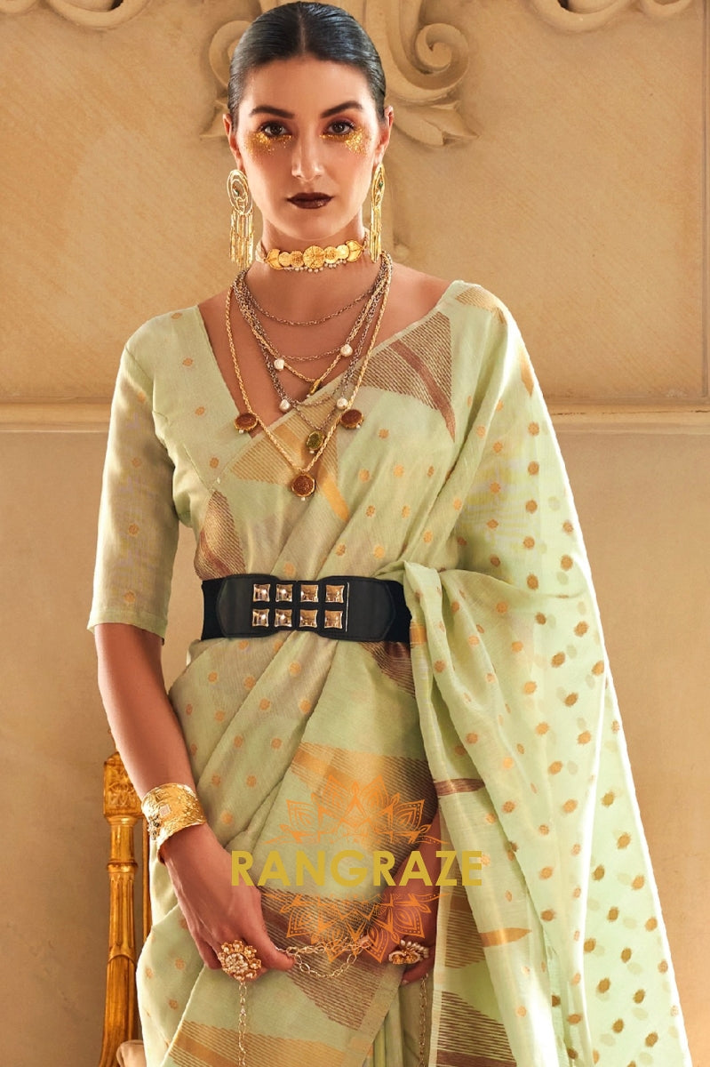 Sea Green Charming Banarasi Woven Tissue Silk Saree