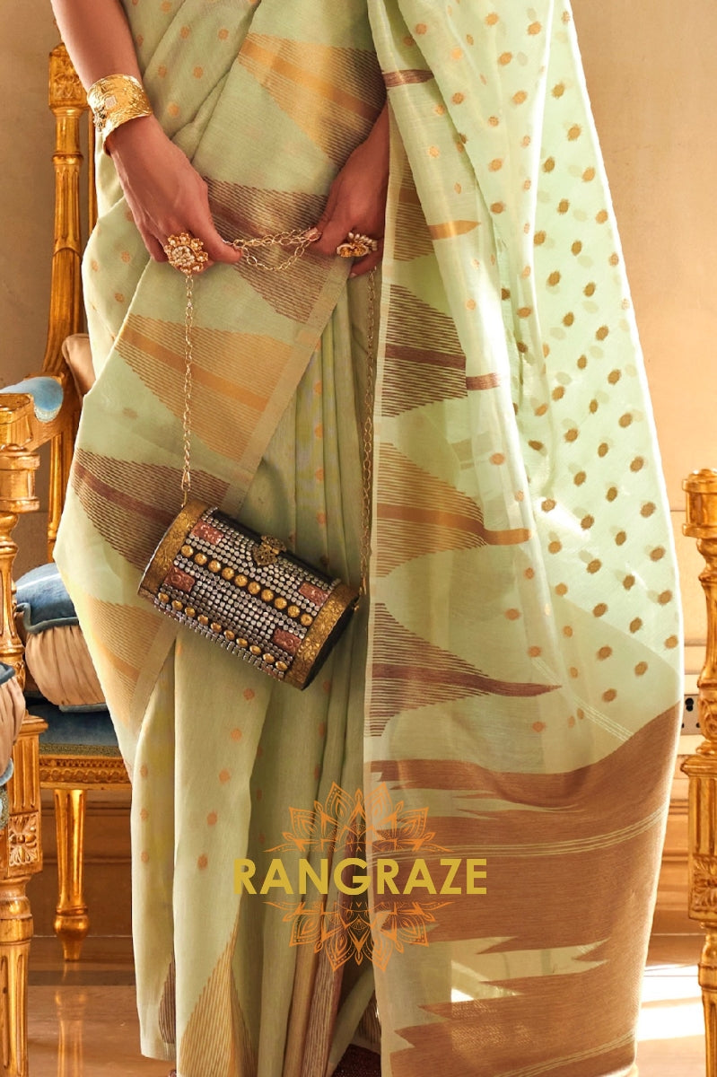 Sea Green Charming Banarasi Woven Tissue Silk Saree