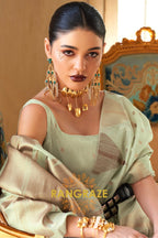 Light Green Charming Banarasi Woven Tissue Silk Saree