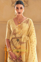 Golden Yellow Charming Banarasi Woven Tissue Silk Saree