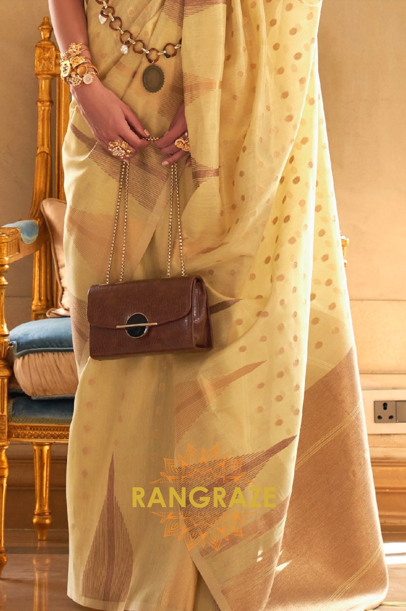 Golden Yellow Charming Banarasi Woven Tissue Silk Saree