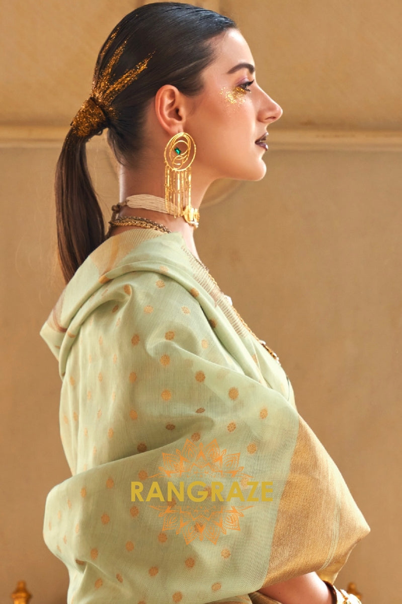 Sea Green Charming Banarasi Woven Tissue Silk Saree