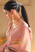 Peach Pink Charming Banarasi Woven Tissue Silk Saree